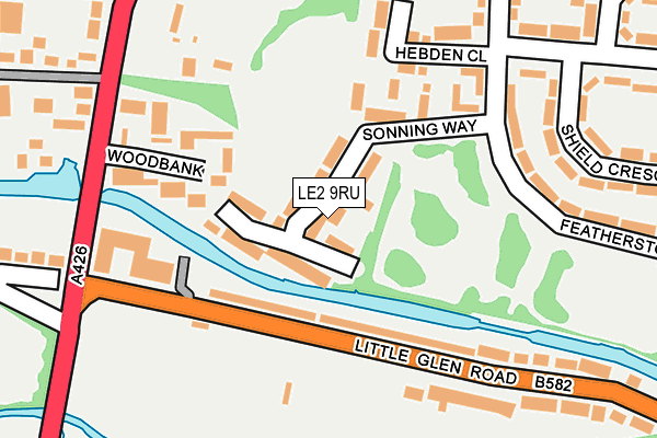 LE2 9RU map - OS OpenMap – Local (Ordnance Survey)