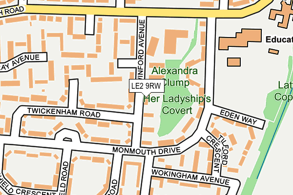 LE2 9RW map - OS OpenMap – Local (Ordnance Survey)