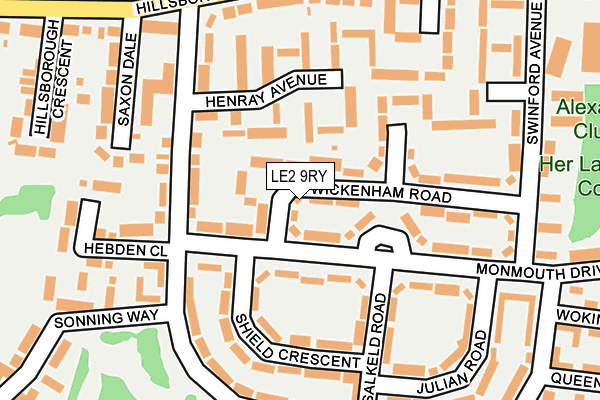 LE2 9RY map - OS OpenMap – Local (Ordnance Survey)