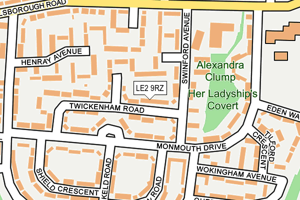 LE2 9RZ map - OS OpenMap – Local (Ordnance Survey)