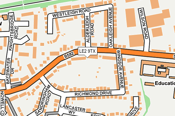 LE2 9TX map - OS OpenMap – Local (Ordnance Survey)
