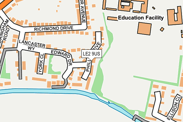 LE2 9US map - OS OpenMap – Local (Ordnance Survey)