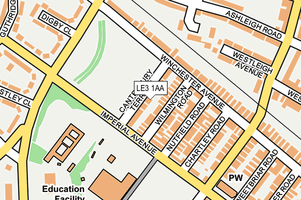 LE3 1AA map - OS OpenMap – Local (Ordnance Survey)