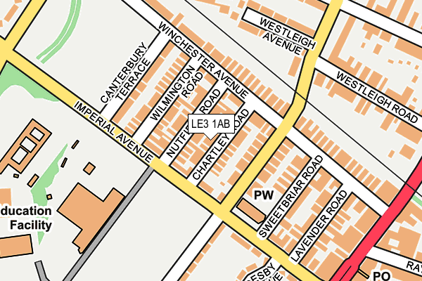 LE3 1AB map - OS OpenMap – Local (Ordnance Survey)