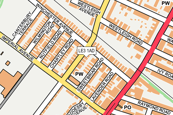 LE3 1AD map - OS OpenMap – Local (Ordnance Survey)