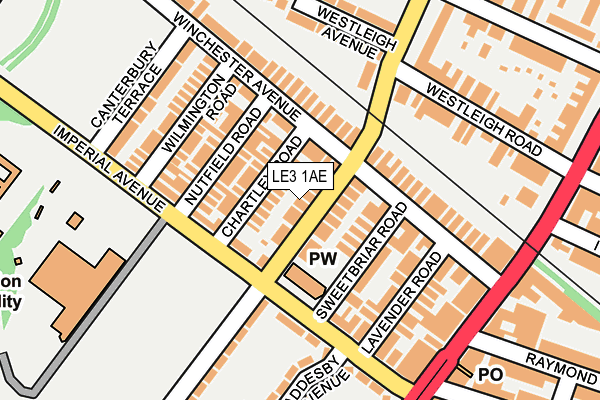 LE3 1AE map - OS OpenMap – Local (Ordnance Survey)