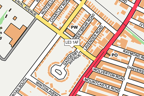 LE3 1AF map - OS OpenMap – Local (Ordnance Survey)