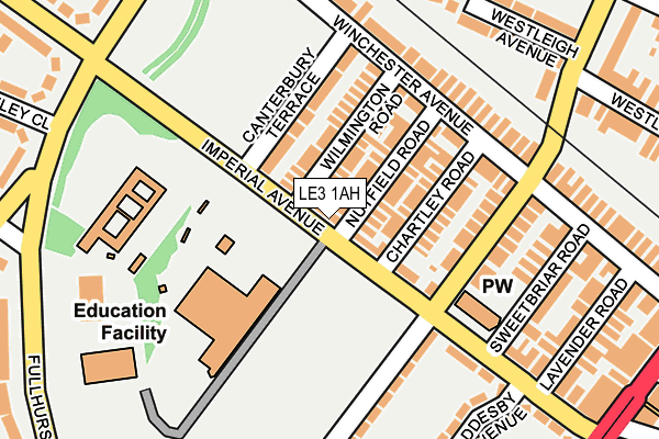 LE3 1AH map - OS OpenMap – Local (Ordnance Survey)