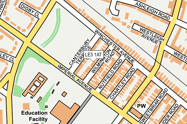 LE3 1AT map - OS OpenMap – Local (Ordnance Survey)