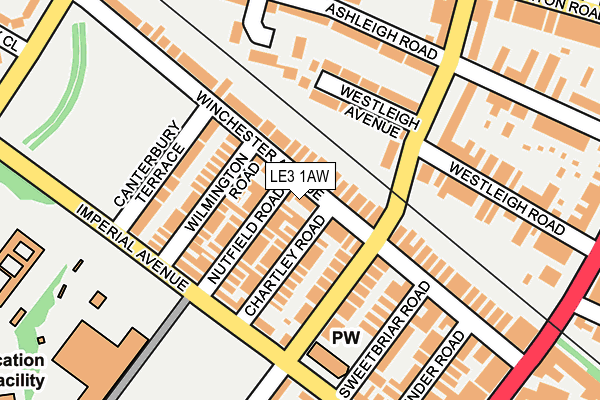 LE3 1AW map - OS OpenMap – Local (Ordnance Survey)