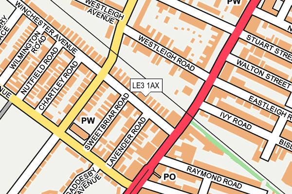 LE3 1AX map - OS OpenMap – Local (Ordnance Survey)