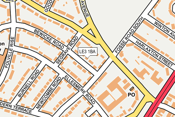 LE3 1BA map - OS OpenMap – Local (Ordnance Survey)