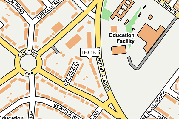 LE3 1BJ map - OS OpenMap – Local (Ordnance Survey)