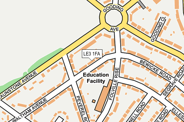 LE3 1FA map - OS OpenMap – Local (Ordnance Survey)