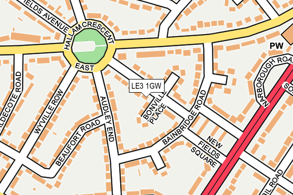 LE3 1GW map - OS OpenMap – Local (Ordnance Survey)