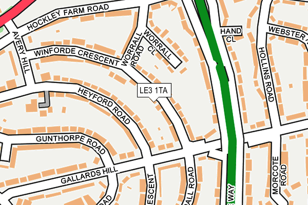 LE3 1TA map - OS OpenMap – Local (Ordnance Survey)