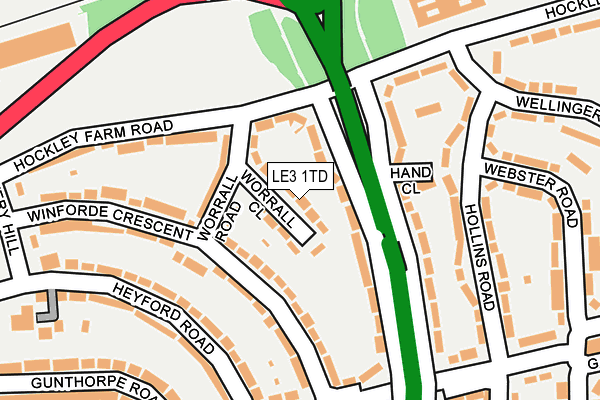 LE3 1TD map - OS OpenMap – Local (Ordnance Survey)
