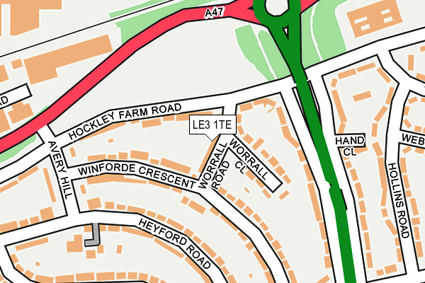 LE3 1TE map - OS OpenMap – Local (Ordnance Survey)