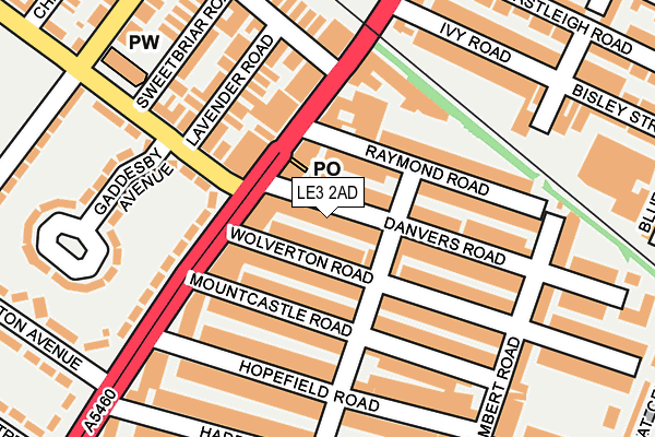 LE3 2AD map - OS OpenMap – Local (Ordnance Survey)
