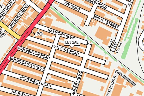 LE3 2AE map - OS OpenMap – Local (Ordnance Survey)