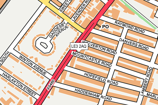 LE3 2AQ map - OS OpenMap – Local (Ordnance Survey)