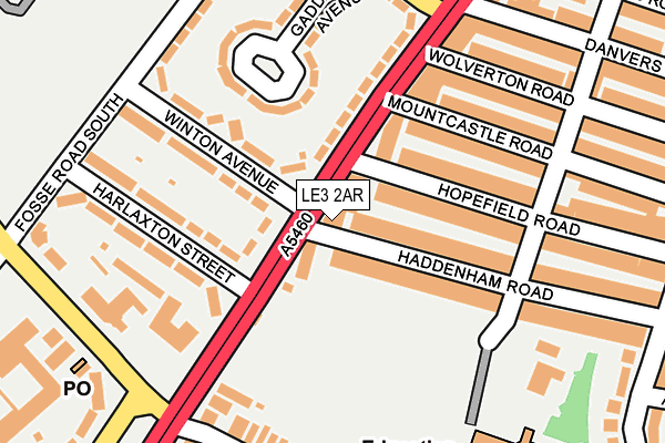 LE3 2AR map - OS OpenMap – Local (Ordnance Survey)