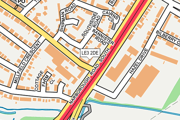 LE3 2DE map - OS OpenMap – Local (Ordnance Survey)