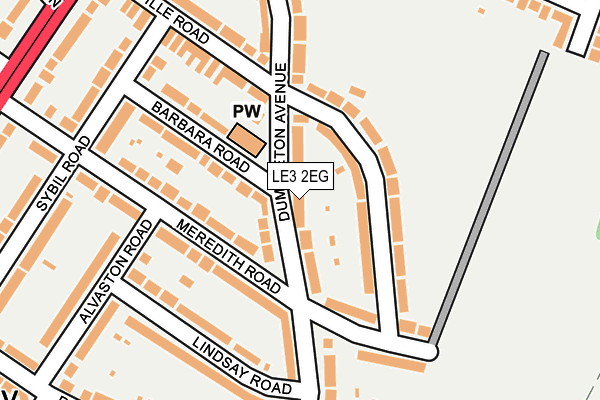 LE3 2EG map - OS OpenMap – Local (Ordnance Survey)