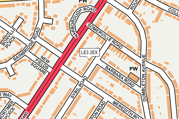 LE3 2EX map - OS OpenMap – Local (Ordnance Survey)