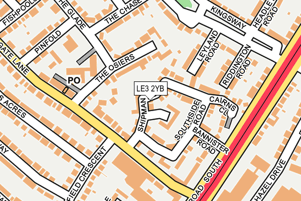 LE3 2YB map - OS OpenMap – Local (Ordnance Survey)