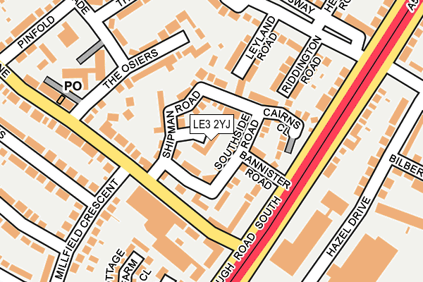 LE3 2YJ map - OS OpenMap – Local (Ordnance Survey)