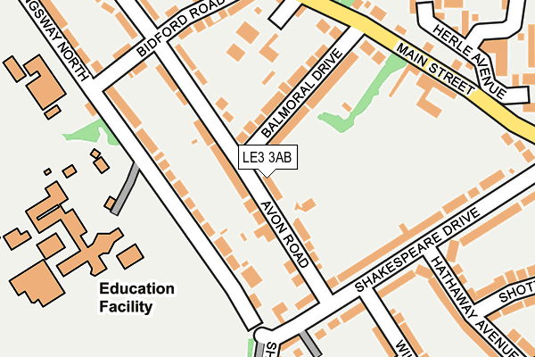 LE3 3AB map - OS OpenMap – Local (Ordnance Survey)