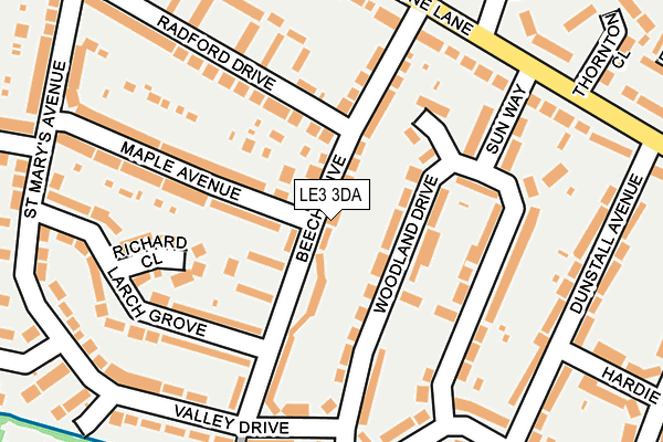 LE3 3DA map - OS OpenMap – Local (Ordnance Survey)