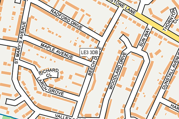LE3 3DB map - OS OpenMap – Local (Ordnance Survey)