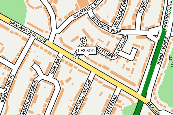 LE3 3DD map - OS OpenMap – Local (Ordnance Survey)