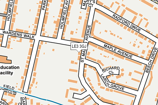 LE3 3GJ map - OS OpenMap – Local (Ordnance Survey)