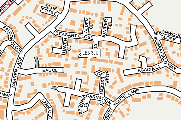 LE3 3JU map - OS OpenMap – Local (Ordnance Survey)