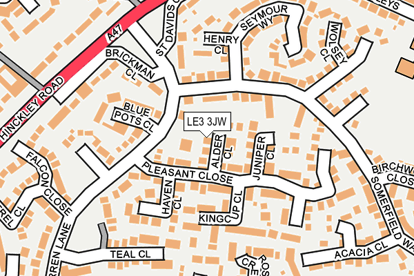 LE3 3JW map - OS OpenMap – Local (Ordnance Survey)