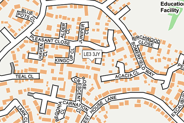 LE3 3JY map - OS OpenMap – Local (Ordnance Survey)