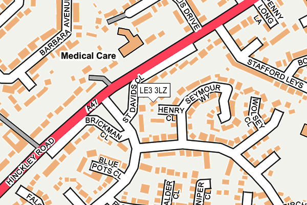 LE3 3LZ map - OS OpenMap – Local (Ordnance Survey)