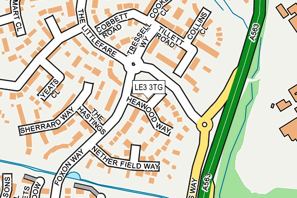 LE3 3TG map - OS OpenMap – Local (Ordnance Survey)