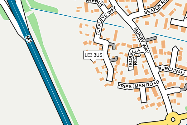 LE3 3US map - OS OpenMap – Local (Ordnance Survey)