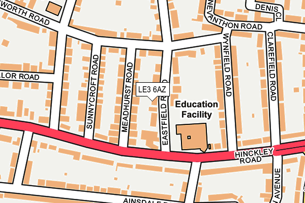 LE3 6AZ map - OS OpenMap – Local (Ordnance Survey)