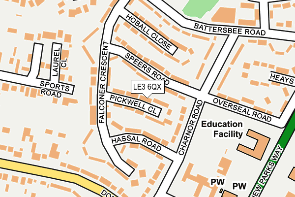 LE3 6QX map - OS OpenMap – Local (Ordnance Survey)