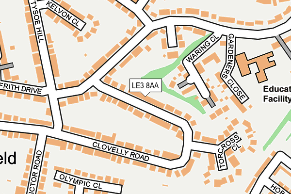 LE3 8AA map - OS OpenMap – Local (Ordnance Survey)