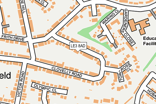 LE3 8AD map - OS OpenMap – Local (Ordnance Survey)