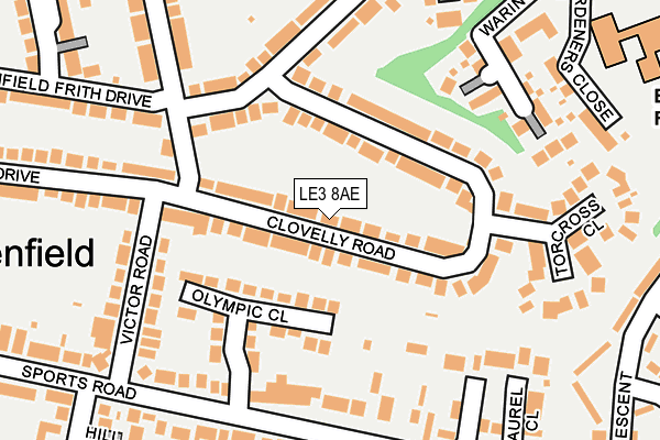 LE3 8AE map - OS OpenMap – Local (Ordnance Survey)