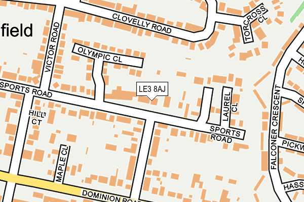 LE3 8AJ map - OS OpenMap – Local (Ordnance Survey)