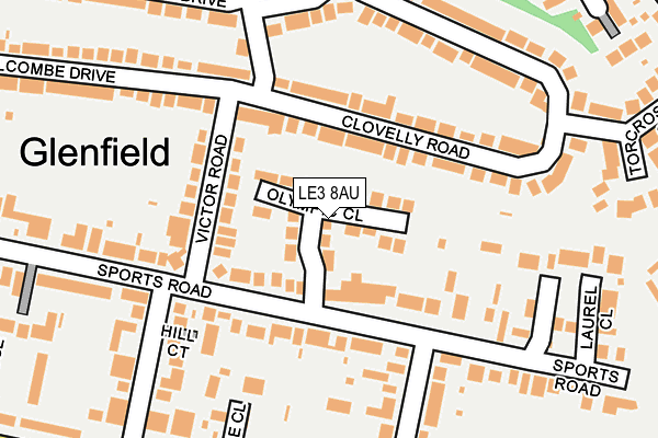 LE3 8AU map - OS OpenMap – Local (Ordnance Survey)