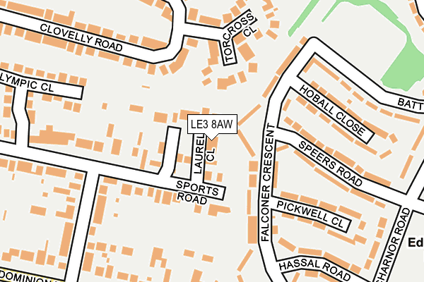 LE3 8AW map - OS OpenMap – Local (Ordnance Survey)